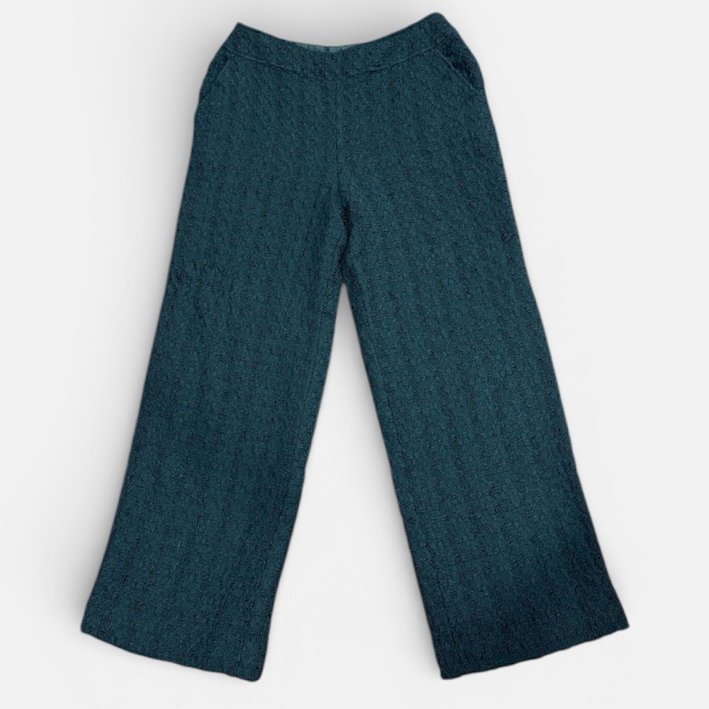 Chanel Green Tweed Silk Lined Trousers Pants - 40